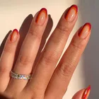 24 шт., накладные ногти красного, оранжевого цвета, французский дизайн, Длинные круглые накладные ногти, накладные ногти для дизайна ногтей, накладные ногти, оптовая продажа, Прямая поставка