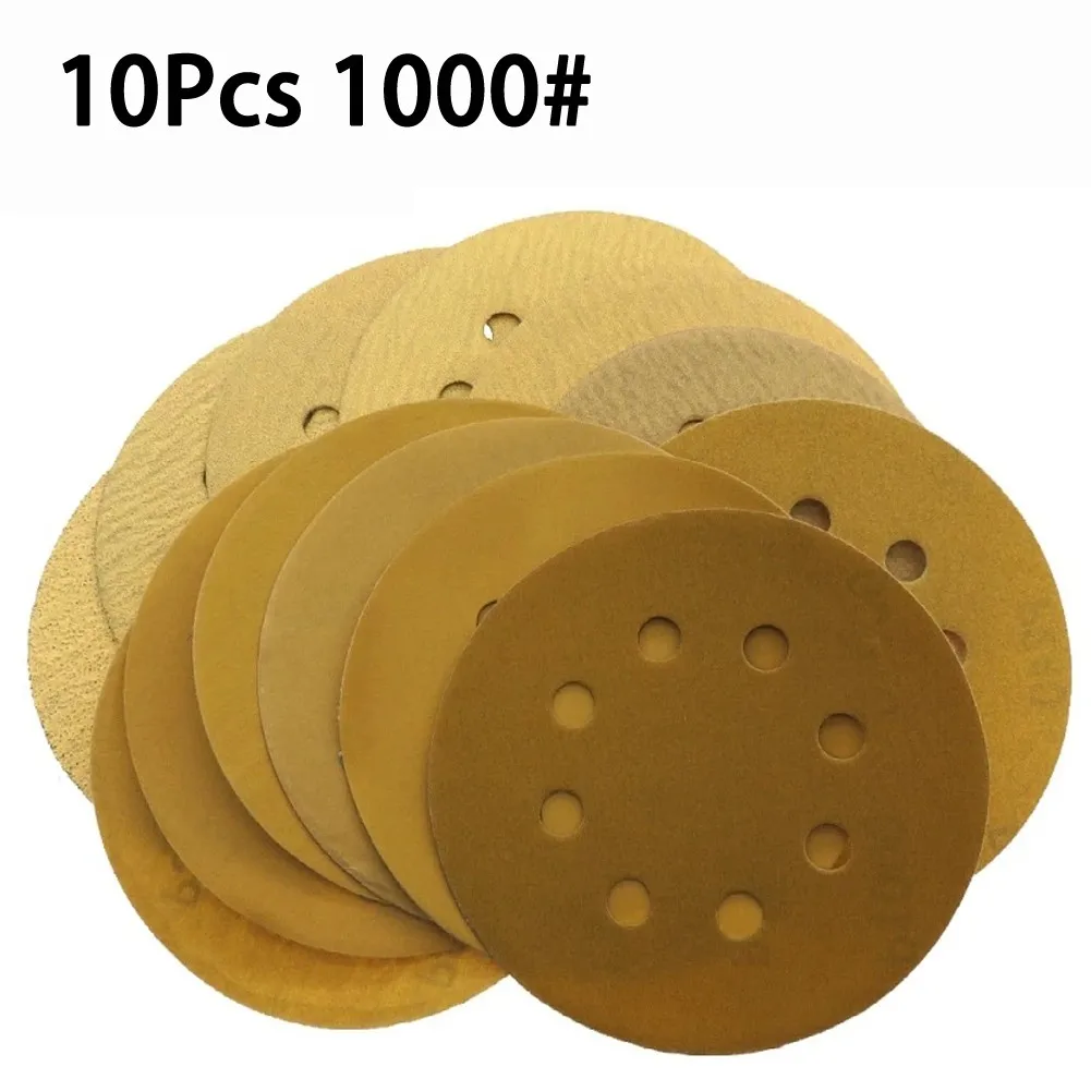 

10Pcs 5Inch 8 Holes Aluminium Oxide Hook Loop Sandpaper Yellow Sanding Disc For Metal & Automotive Wood Abrasive Supplies