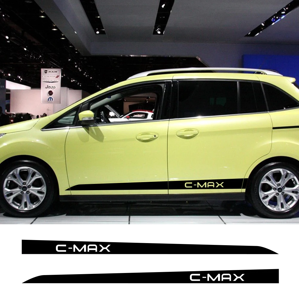 

2 предмета в комплекте, для Ford C-MAX автомобильный боковой двери в полоску наклейки на авто виниловая пленка DIY спортивный стиль наклейки автом...