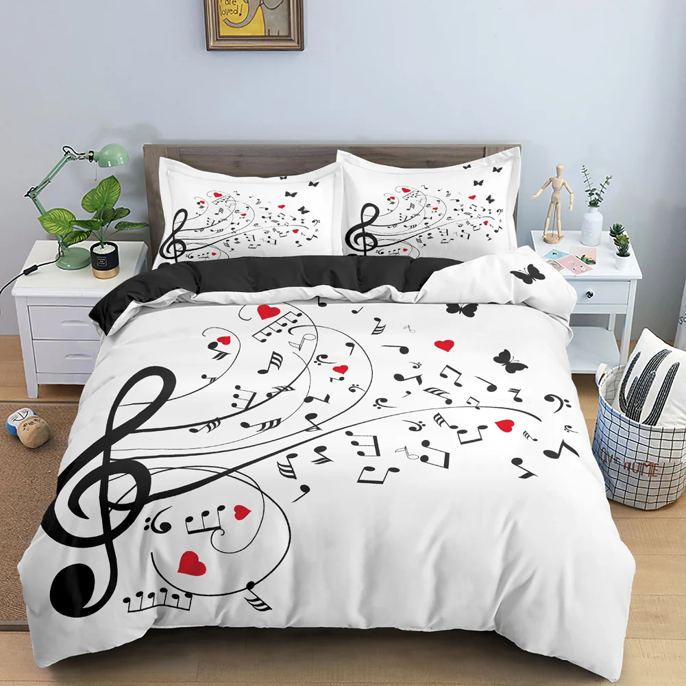 Amor e coração Music Note Bedding Set