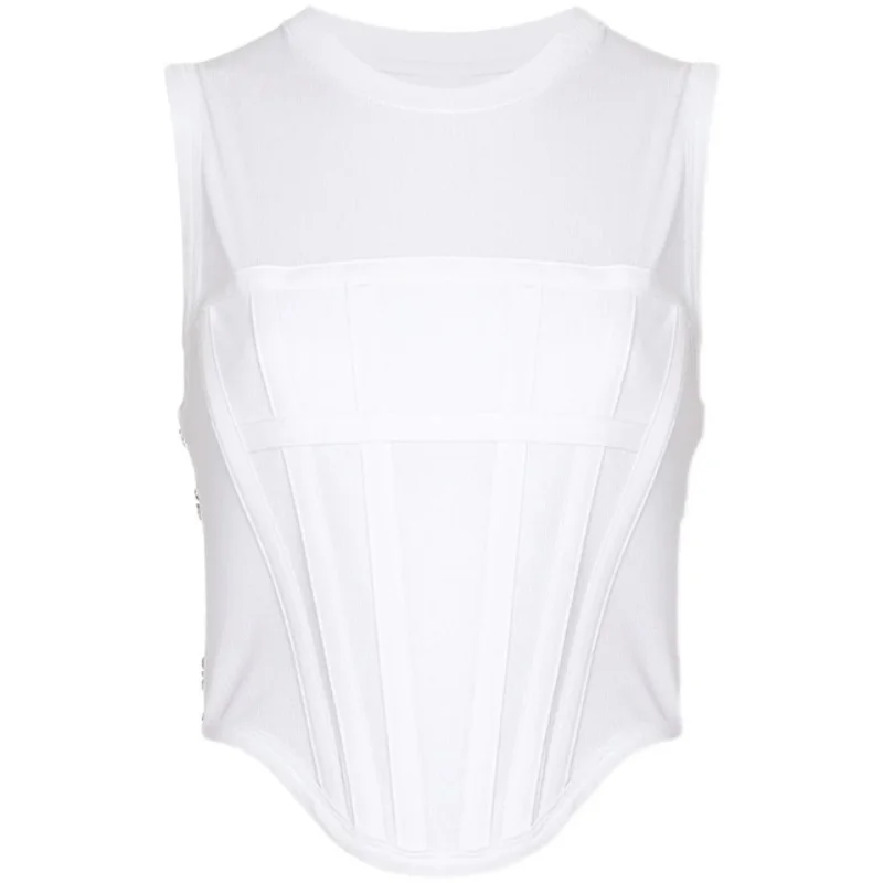 

Summer knitted stretch tight-fitting women's tops Shoulder vests 2021New ladies fashion high-quality all-match tops pullovers XL