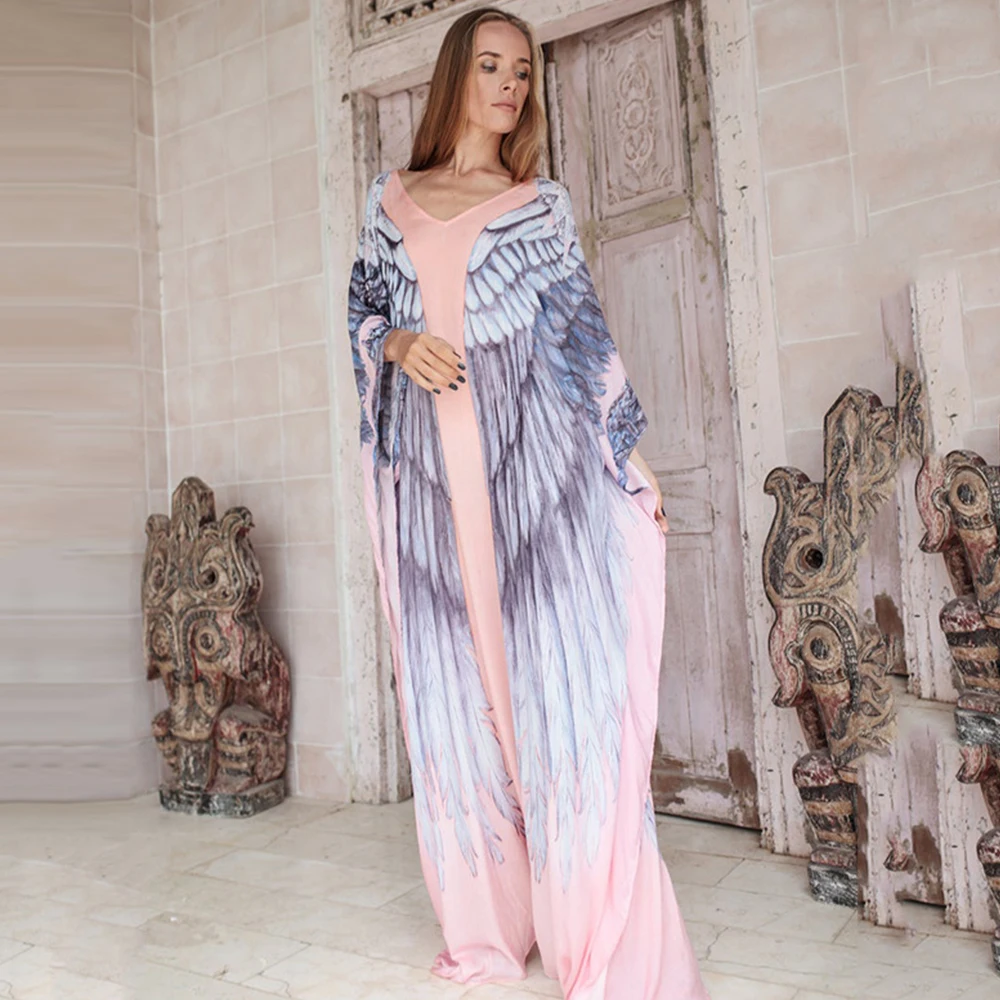 

Printed Beach Cover Up Long Loose Beach Dress Women 2022 Sexy Bikini Cover Up Summer Holiday Skirt Robe Swimsuit Cover Up Swim