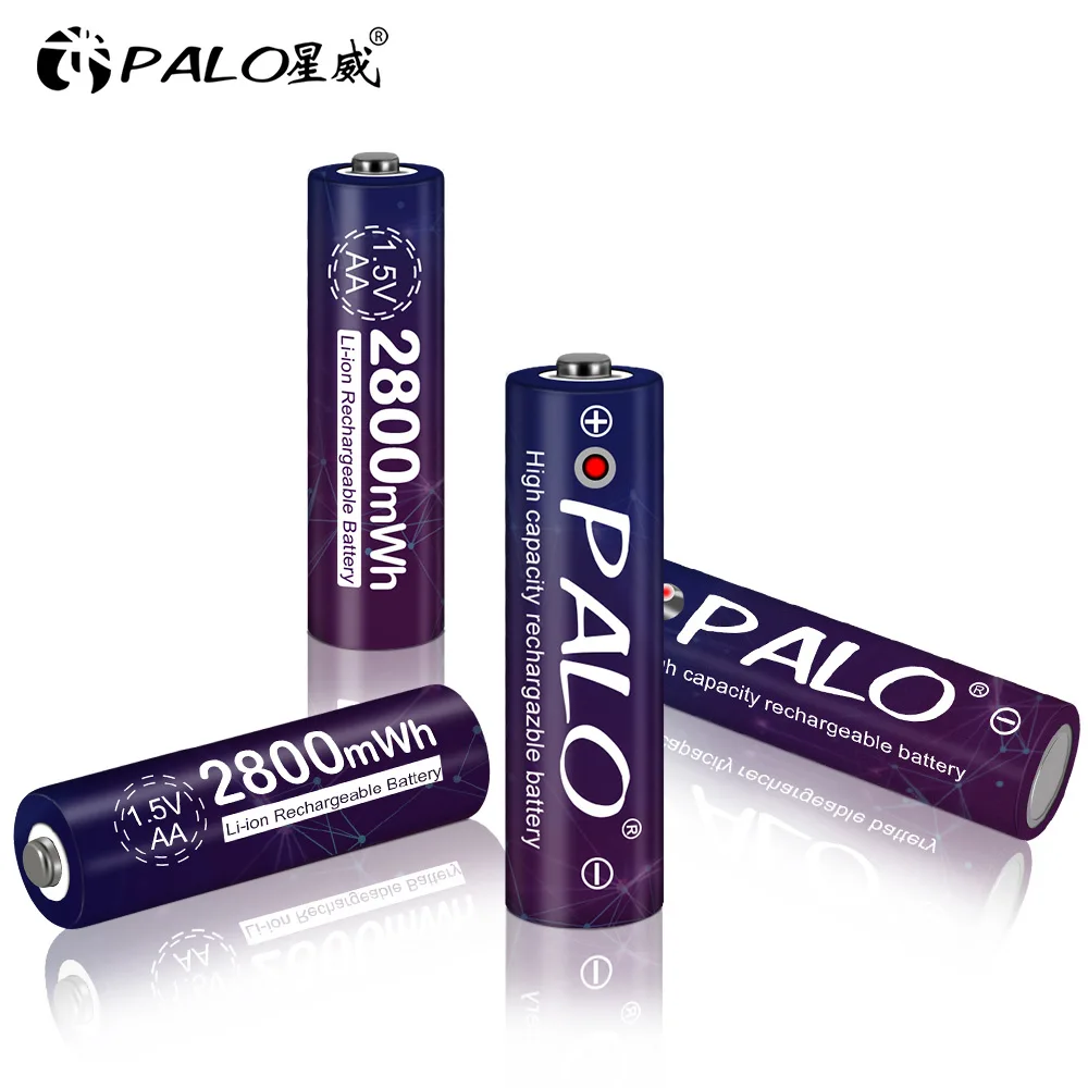 Аккумуляторные батарейки PALO литий-ионные AA 1 5 в 2800 МВтч для камер игрушек