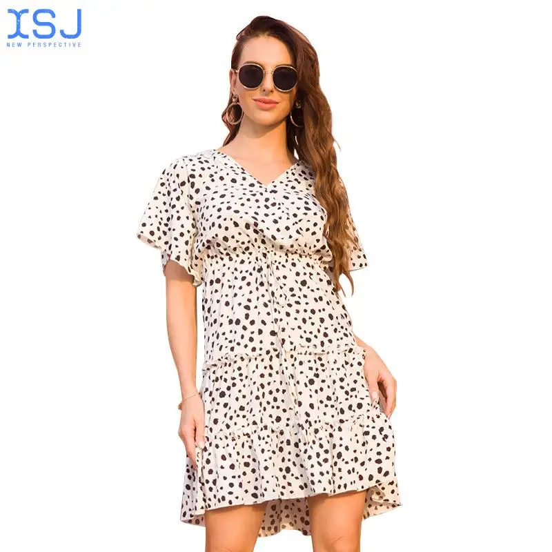 

Women's Chiffon Floral V-Neck Lace Up Dress Women's French Casual Dress