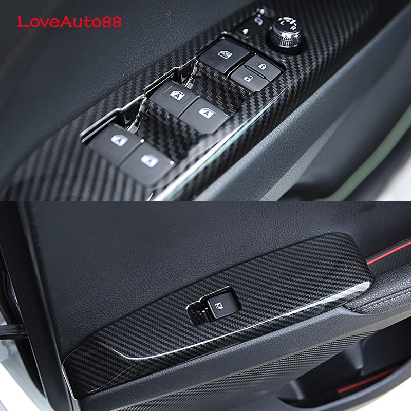 4Pcs Door Window Lift Switch Button Cover Trim Panel Car Carbon Fiber Sticker Fit For Toyota Camry 2018 2019 2020 2021 | Автомобили и