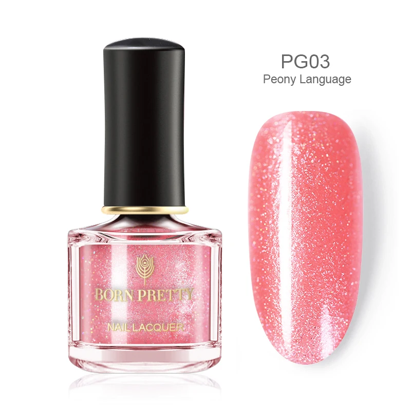 От BORN PRETTY-шелушиться лак для ногтей 6 мл на водной основе чистый телесного цвета Серебро Цвет Лаки лак с блестками, блестящие, для дизайна ногтей лак - Цвет: BP-PG03