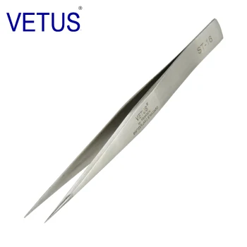 ST-16 Подлинный Пинцет «VETUS» Пинцет для наращивания ресниц из нержавеющей стали Сверхтонкий Высокоточный анти кислотные пинцеты антистатические - Цвет: ST-16