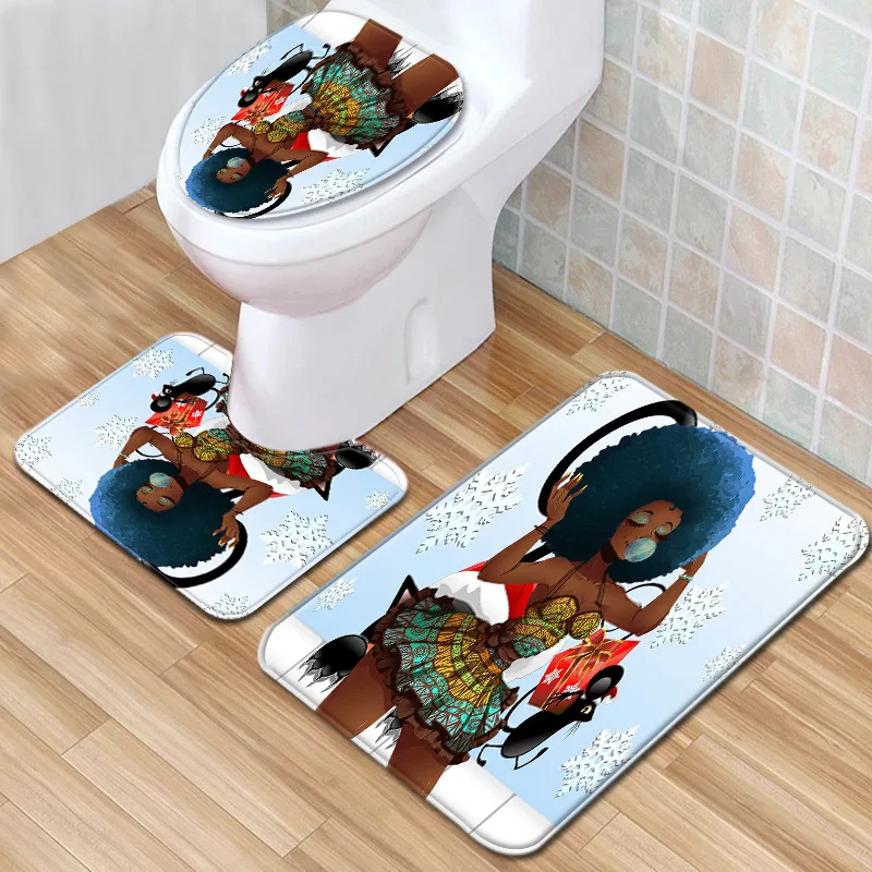 T Взрывная Женская африканская занавеска для душа комплект ванной комнаты коврик