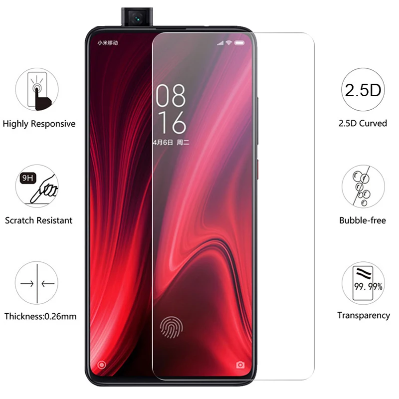 2 шт. закаленное стекло для телефона Redmi K20 Pro защитная пленка 9H HD Прозрачная