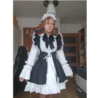 Женский наряд горничной аниме длинное платье черно-белое платье-фартук платья Лолиты мужской костюм для кафе Косплей Костюм горничный мукама