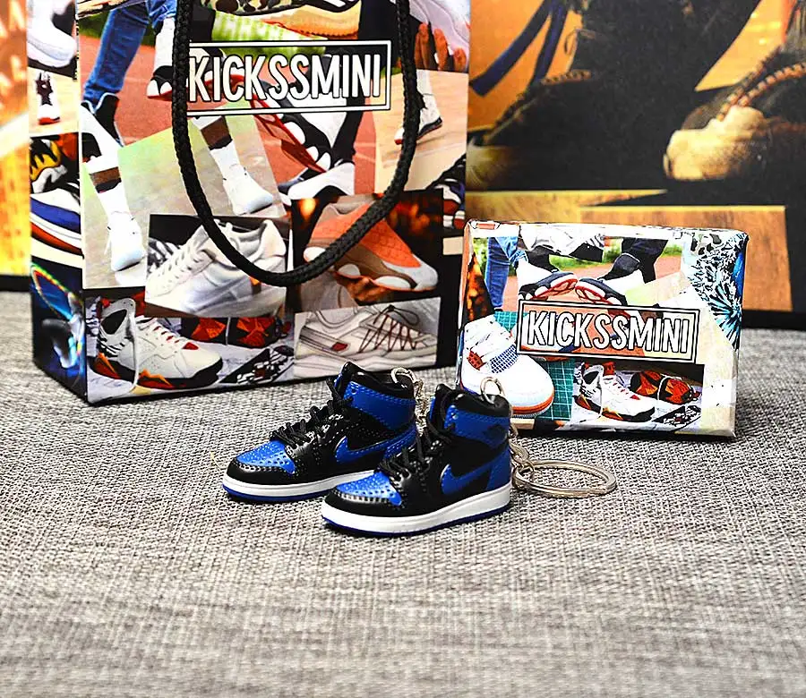 a pair w metal ring Персональный DIY Jordan Generation AIR JORDAN 1 chicago 3D кроссовок фигурный брелок сумка Подвеска парный брелок - Цвет: a pair w metal ring