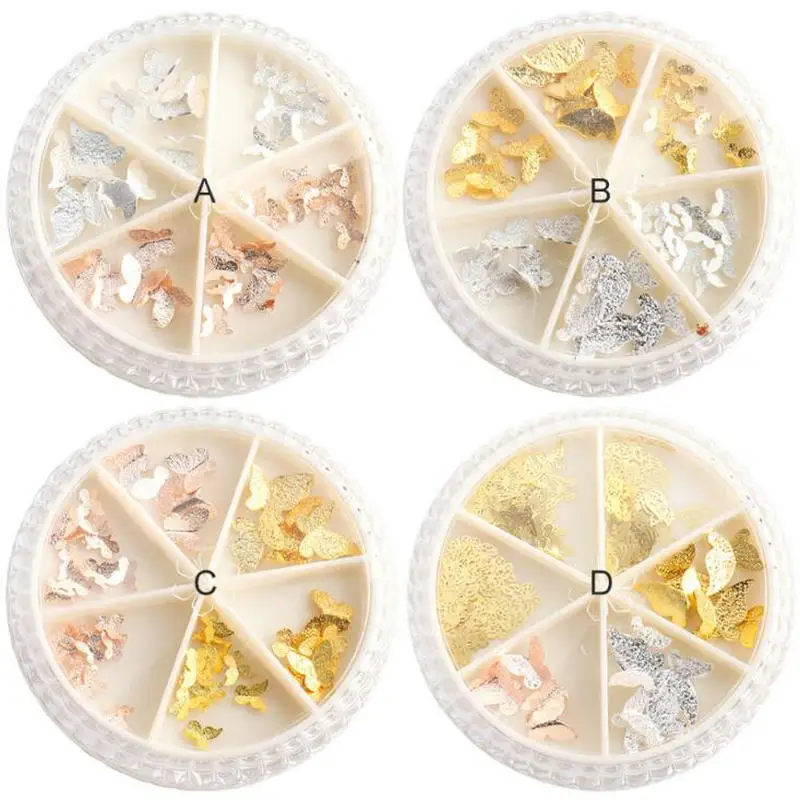 3D украшение в виде бабочки Красочные Позолоченные Блестки для ногтей
