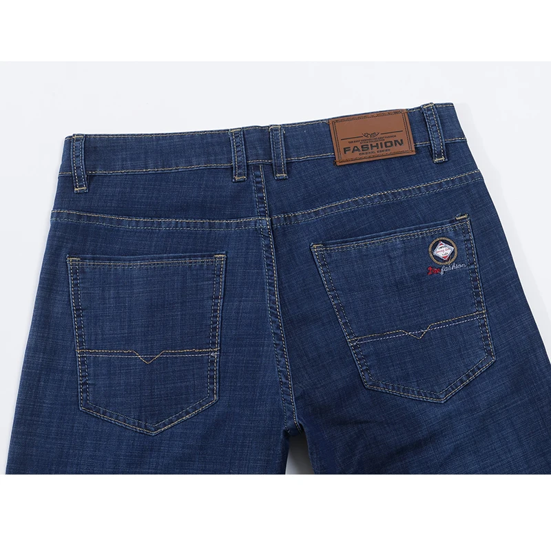 Джинсы мужские стрейчевые мягкие дышащие брюки однотонные синие деловой стиль