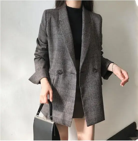 Шикарная осенне весенняя куртка Женский костюм пальто клетчатая одежда