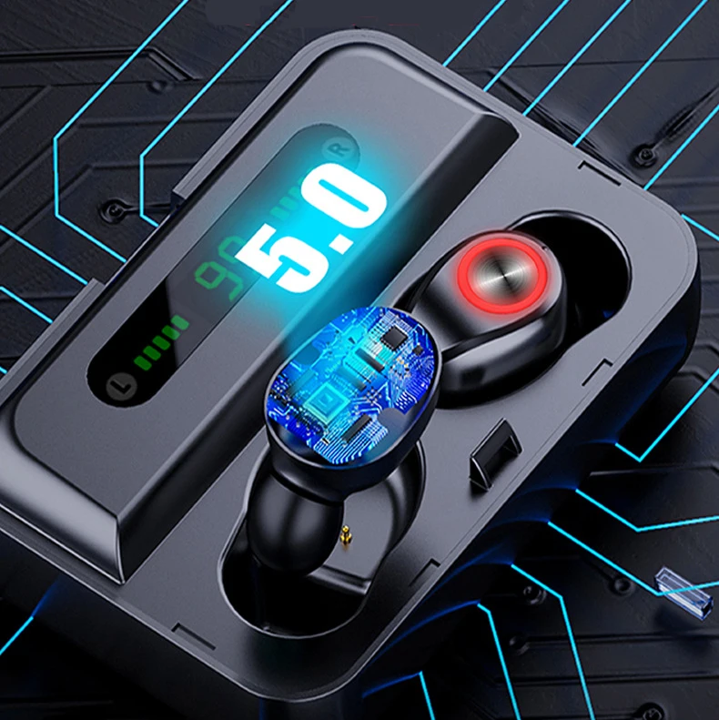 Мини Tws наушники Bluetooth 5,0 наушники перезаряжаемая гарнитура Blutooth Беспроводные наушники с зарядным устройством светодиодный дисплей Handfree