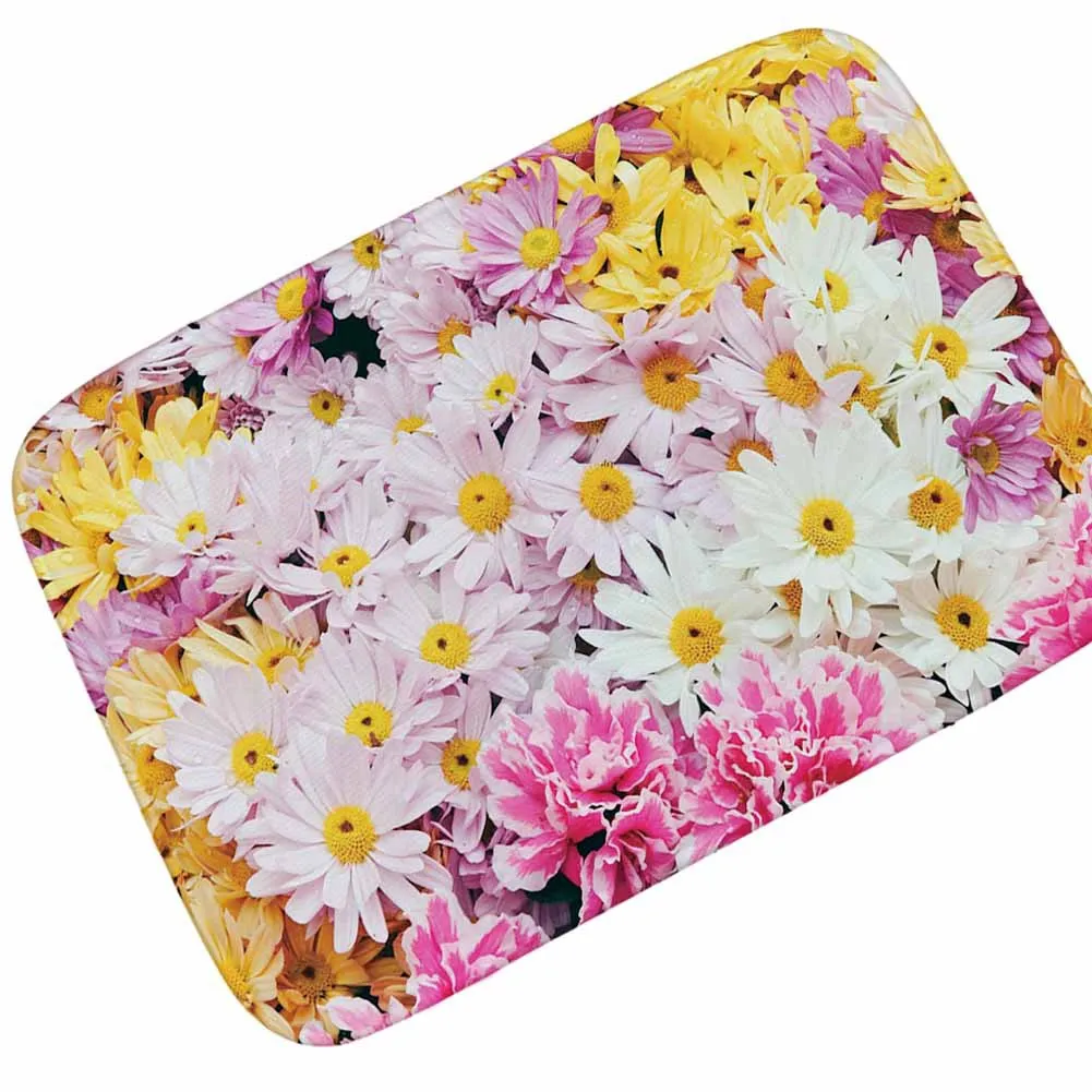 Zeegle 3D Цветочный Коврик с рисунком Нескользящие Кухня коврик фланелевый