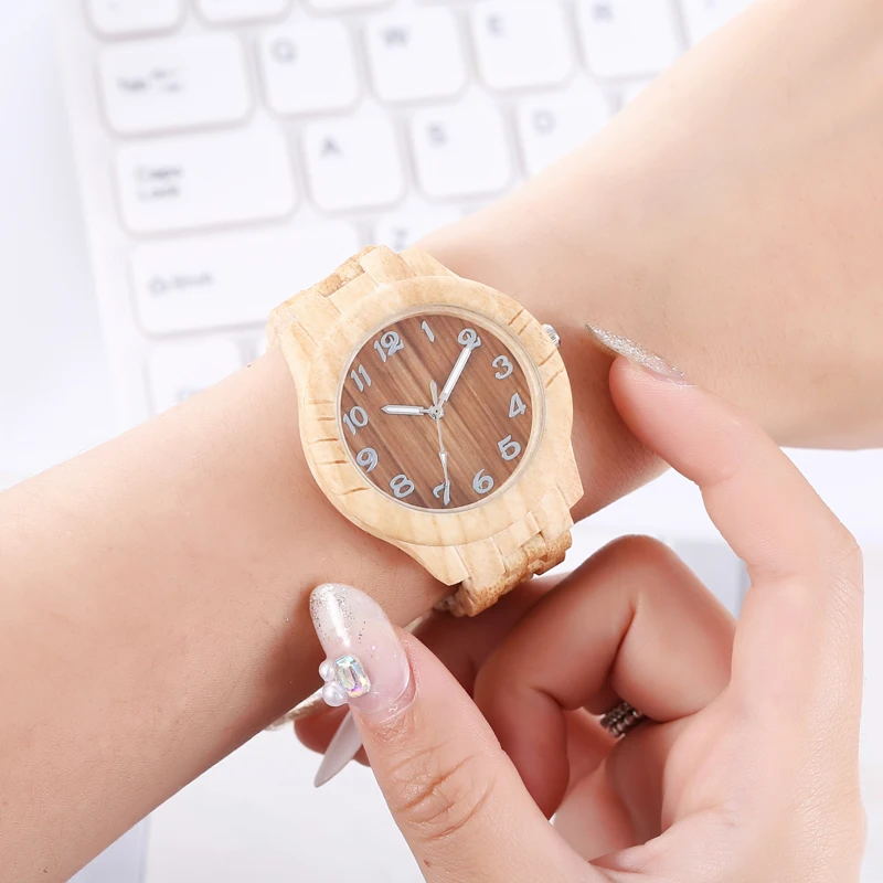 

Fashion trend retro wood texture plastic ladies quartz watch
