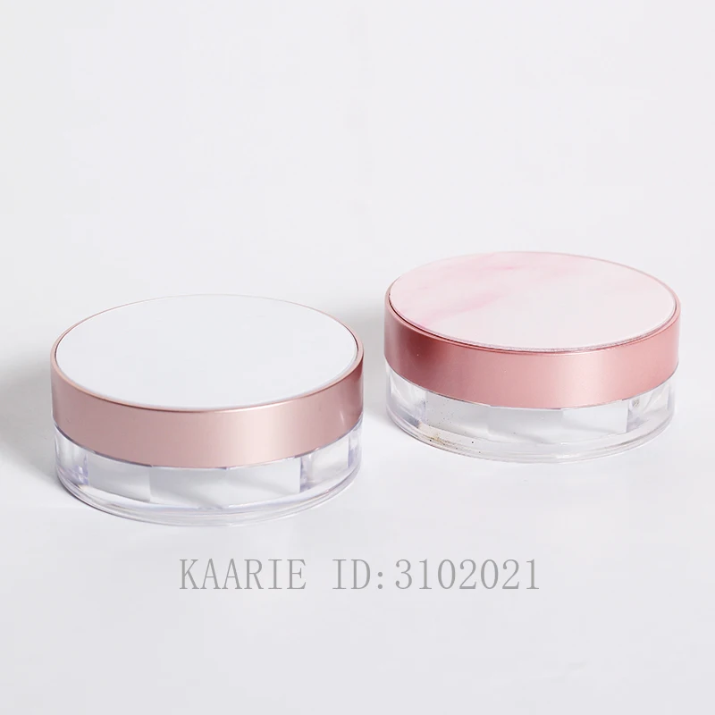 8.5g 30pcs Round Empty Cosmetic Pink/White Powder Refillable Jar, DIY Plastic Loose Powder Case with Sifter, Beauty Makeup Tool