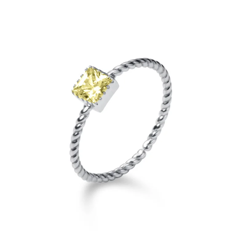 Silver(Yellow) Trustdavis Настоящее 925 пробы Серебряное ослепительное квадратное CZ Кольцо с открытым пальцем для женщин Свадебное серебряное 925 ювелирное изделие DS1862 - Цвет основного камня: Silver(Yellow)