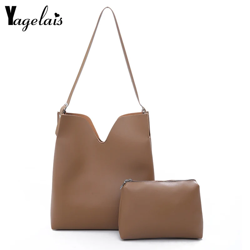 

2 Pcs/Set Fashion Summer Women Shoulde Bag + Purse PU Leather Solid Color Ladies Girls Casual Messenger Bags New