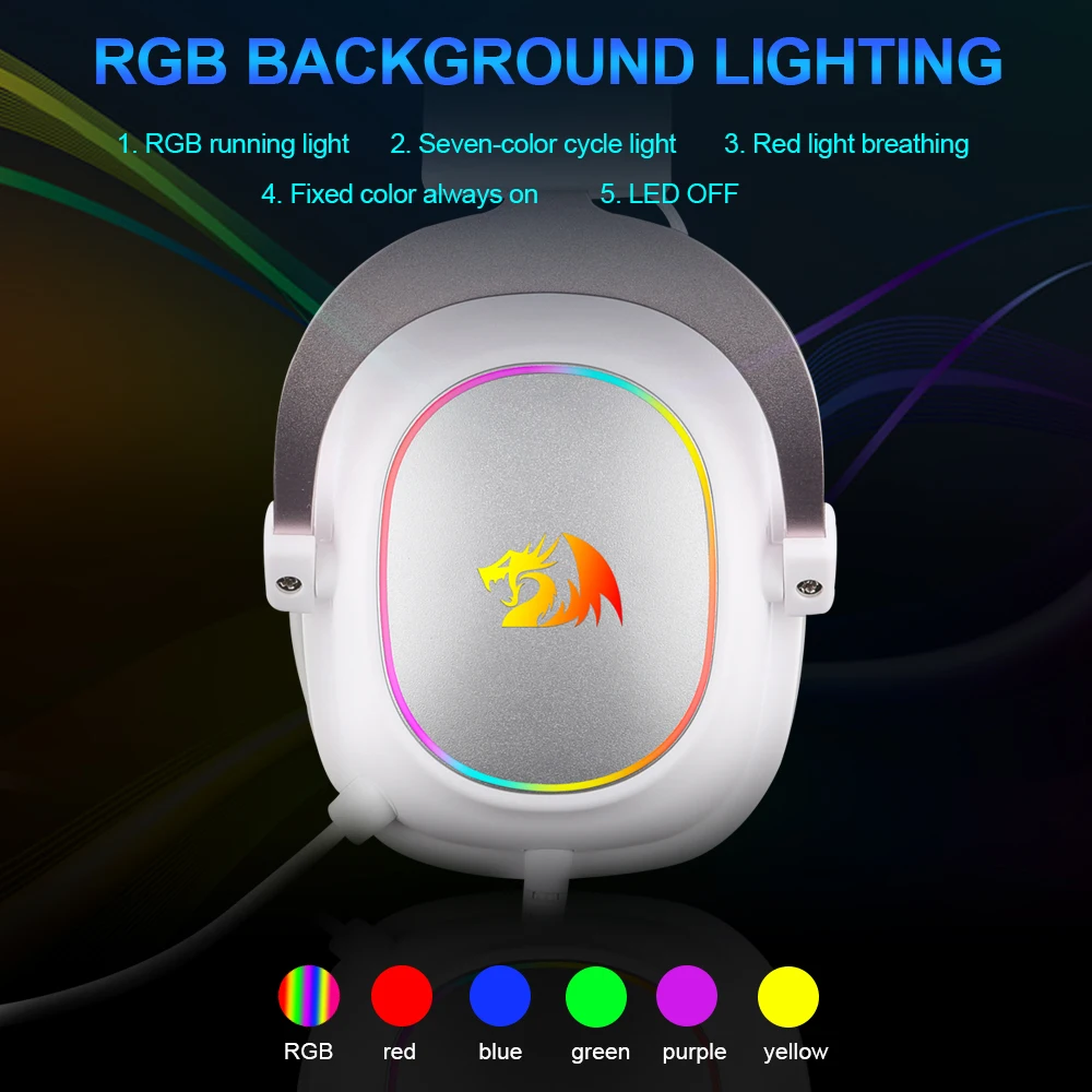 Игровые USB-наушники REDRAGON ZEUS X RGB с шумоподавлением 7 1 объемная Компьютерная