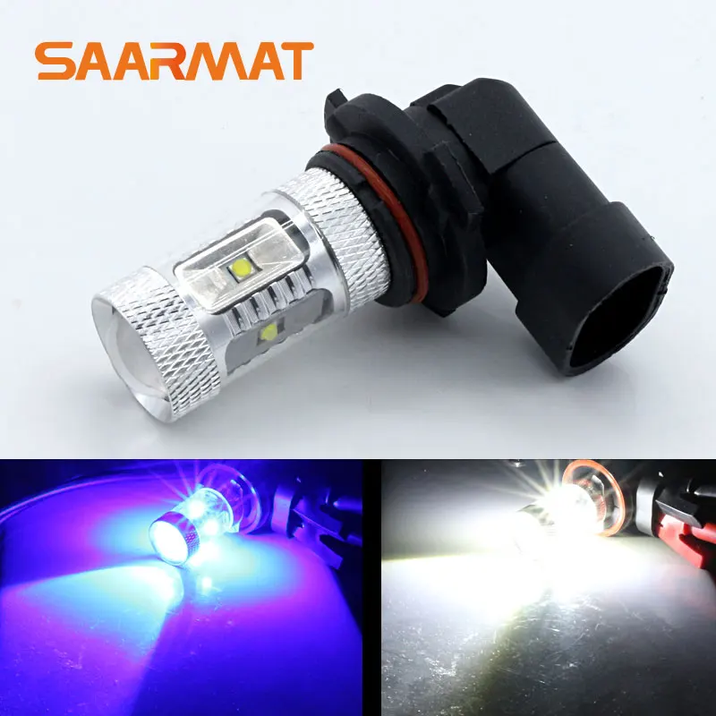 Пара противотуманных фар 9006 HB4 светодиодные белые и синие 30 Вт Проекционные ДХО