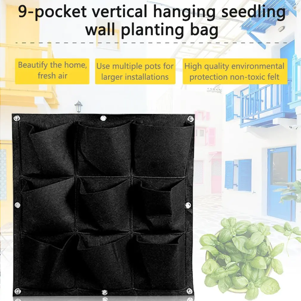 

Outdoor Indoor Wall Hanging Planter Vertical Felt Garden Seedling Plant Grow Bag Gardening Planting Container Bags 9 Pocket