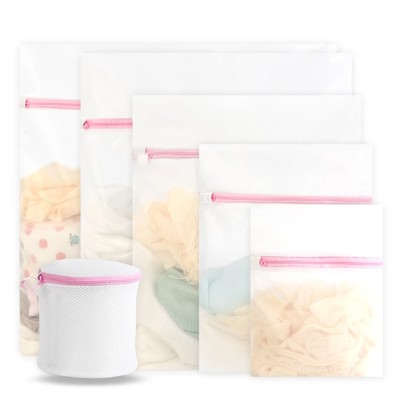 Розовый молнии сетчатые мешки для стирки белья из полиэстера бюстгальтер сумки