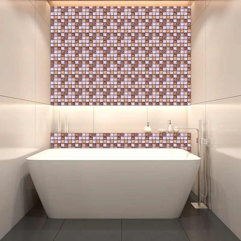 

10Pcs 10*10Cm Mosaic Self Adhesive Wall Tile Decal Kitchen Oil Proof Wallpaper Bathroom Home Waterproof Decoration Stickers