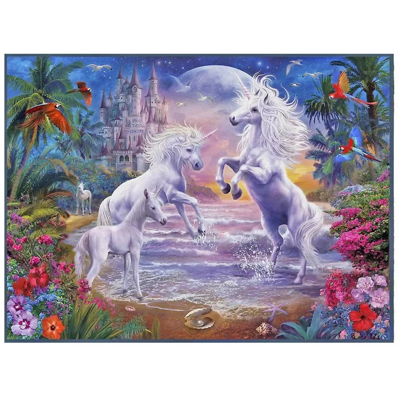 5D Diy Алмазная вышивка крестиком на рисунке Наборы Единорог Замок Пейзаж Живопись