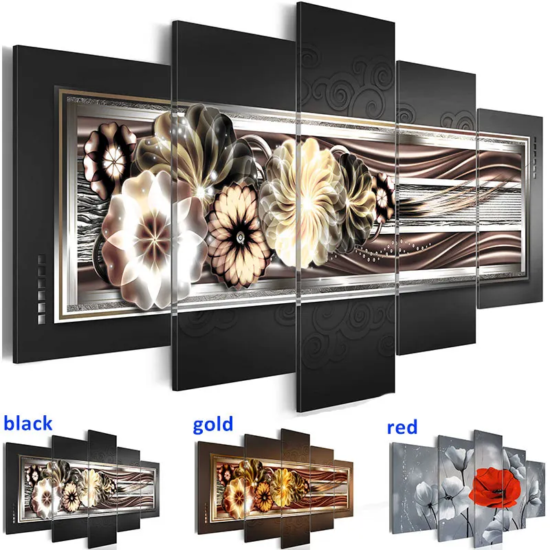 

Modern Blossom Flowers 5 Pieces Large Wall Art Modular HD Print Poster Canvas Painting Picture Living Room Decoration Home Art