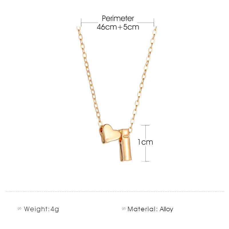 Ожерелье-чокер женское с маленьким сердечком буквами именем простой золотистый |