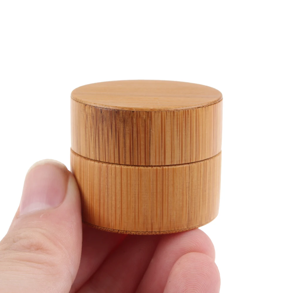 

1 Pcs Natural Bamboo Refillable Bottle Cosmetics Jar Box Makeup Cream Storage Pot Container Portable Round Bottle