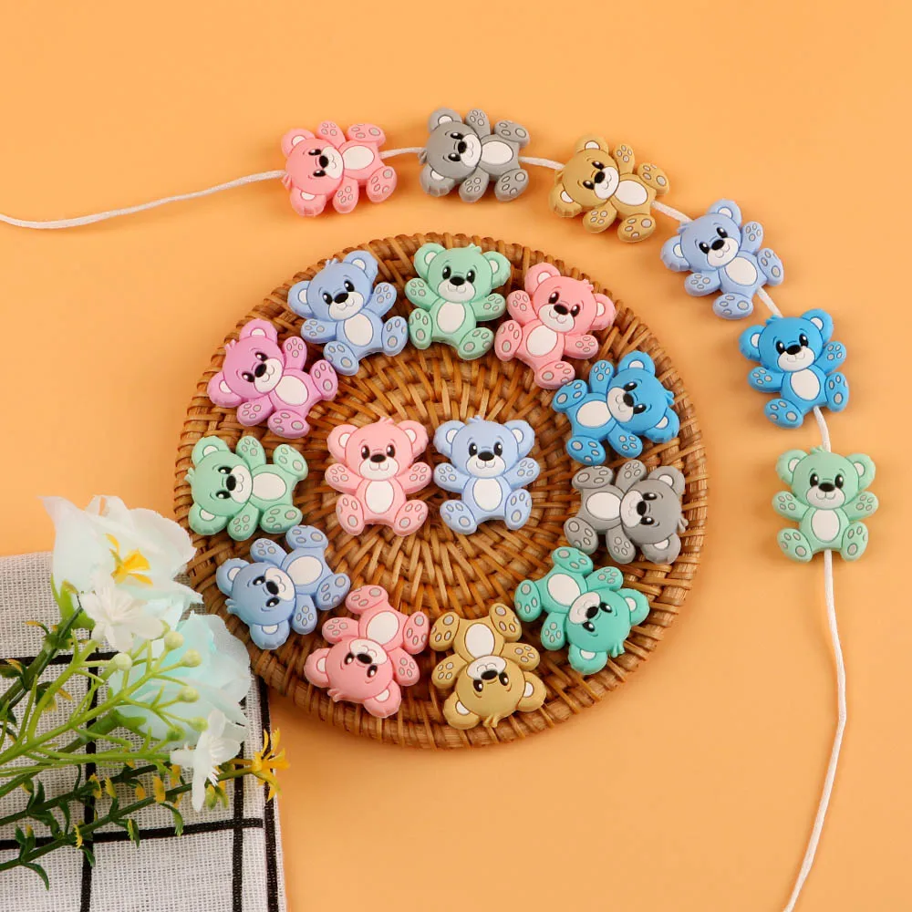 

10Pcs Cartoon Animal Silicone Beads Baby Silicone Teethers Chewing Care Products DIY Pacifier chain Accessories Baby Toys