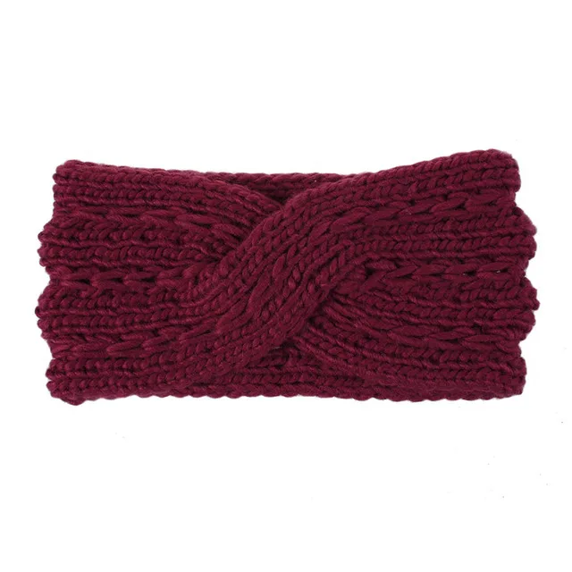 1 hair band Boho вязаная головная повязка для женщин девочек тюрбан повязки Крест крючком Лук украшения для волос твердый стрейч заколка-Твистер громоздкий вязаный головной убор аксессуары для волос для леди дропшиппинг подар - Цвет: 1 hair band