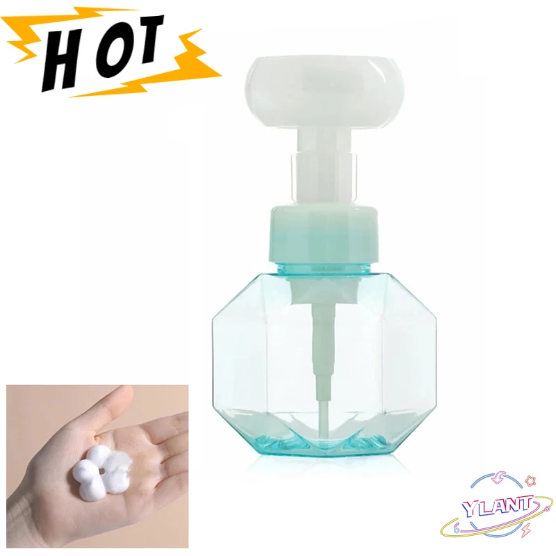 

SWT Foaming Pump Empty Bottle Plastic Clear Bottle Shower Gel Foam Pump Bottle 300ml Liquid Soap Dispenser Flower Shape Foam