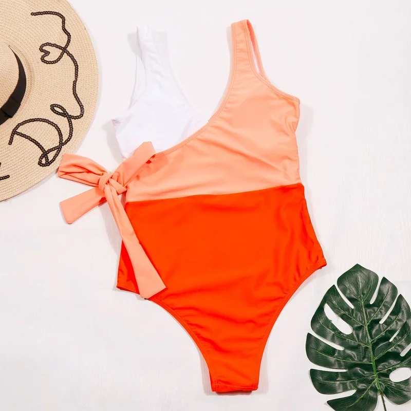 

Sexy Swimsuit Women Monokini One Piece Swimsuit Push Up Swimwear Patchwork Bathing Suits Woman 2020 Swim Suit Beachwear