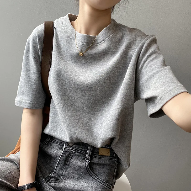 

JCHB 2021 Korean Style White Top Female 100% Cotton T Shirt Short Sleeve T-Shirts Summer Clothes for Women Ropa Mujer Pph3989