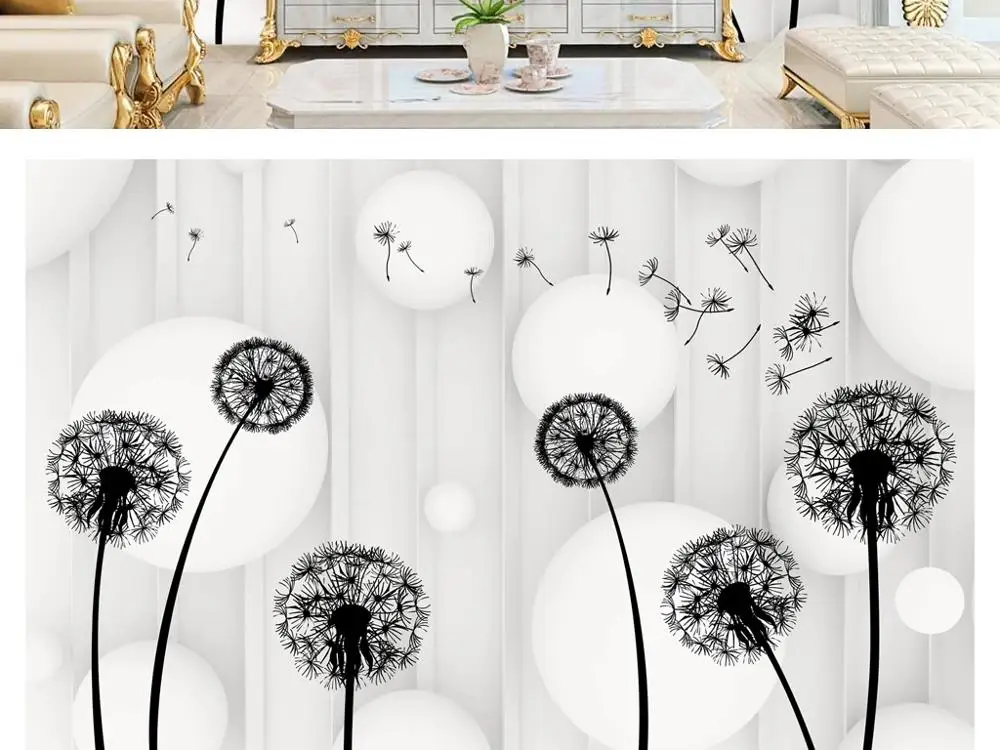 

New Custom 3D Large Mural Wallpaper Modern three-dimensional ball dandelion children's room TV Background living Bedroom