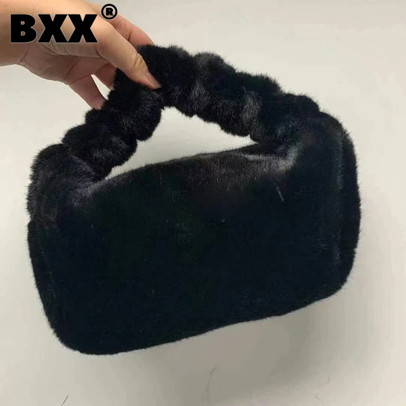 

[BXX] Женская Новая брендовая сумка в сложенном виде, плюшевая сумка, индивидуальная Универсальная женская элегантная модная зимняя 2021 с верх...