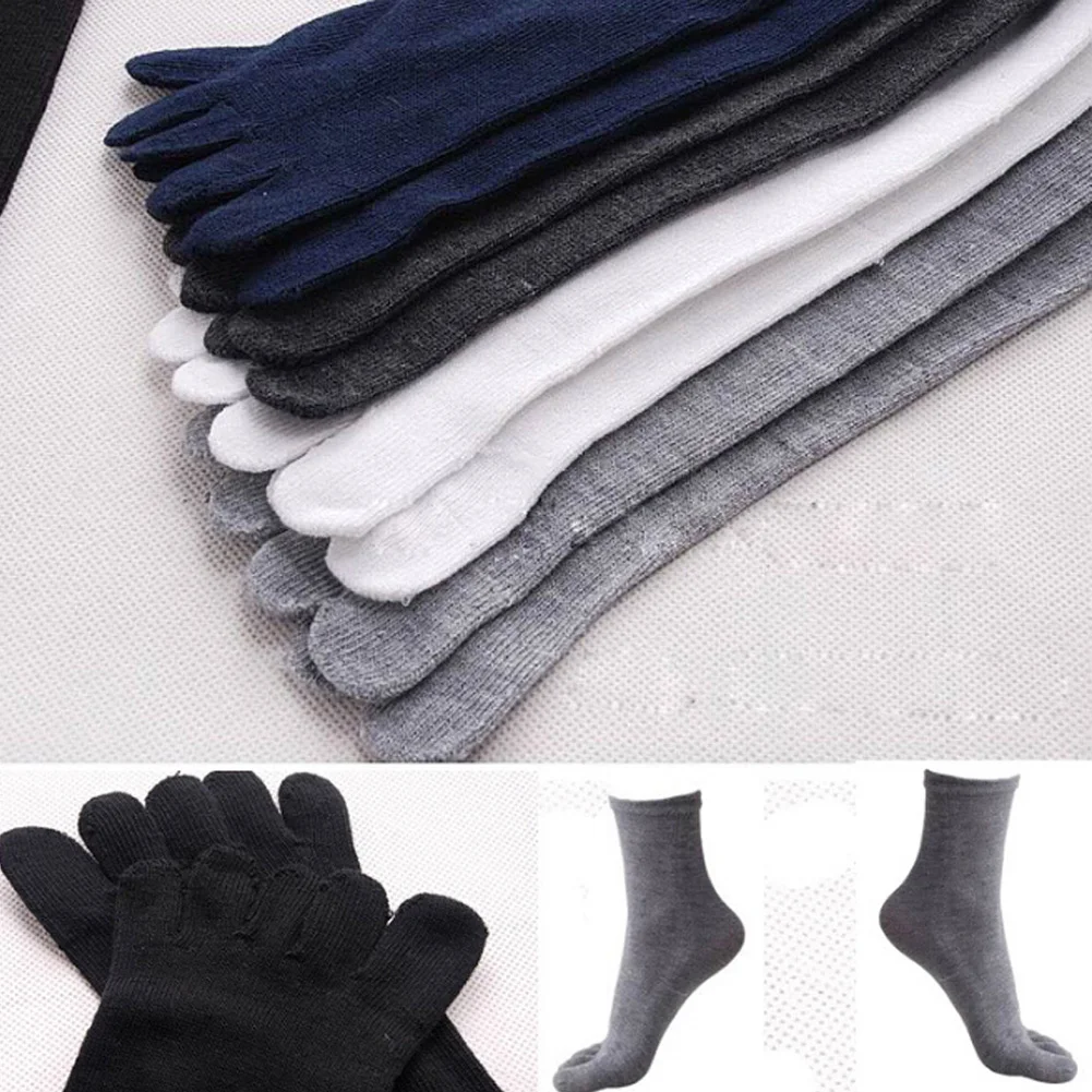 

Hot Selling One Pair Male Mens Socks Five Fingers Socks Separated Toes Cotton Solid Comfortable Soft Casual Ankle