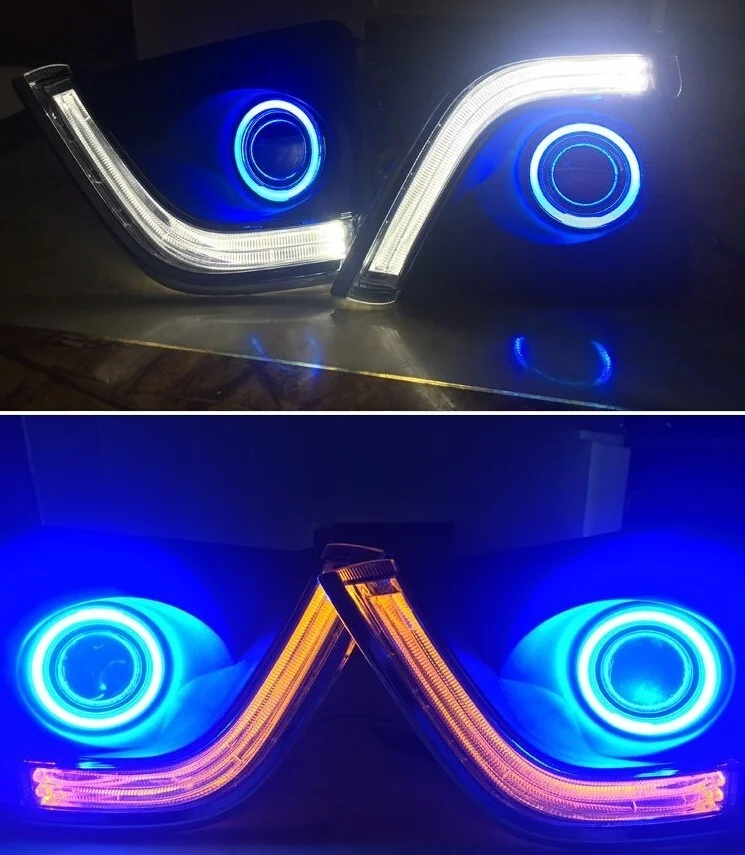 Белый светодиод DRL + желтый указателя поворосветильник COB angel eye (6 цветов)