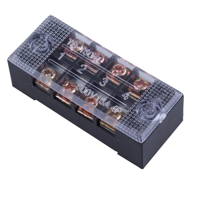 

European-Style Wiring TB-1504 4P 15A 600V 0.5-1.5MM² Wiring Board Terminal Strip Wiring Column High Quality Copper 4-Bit
