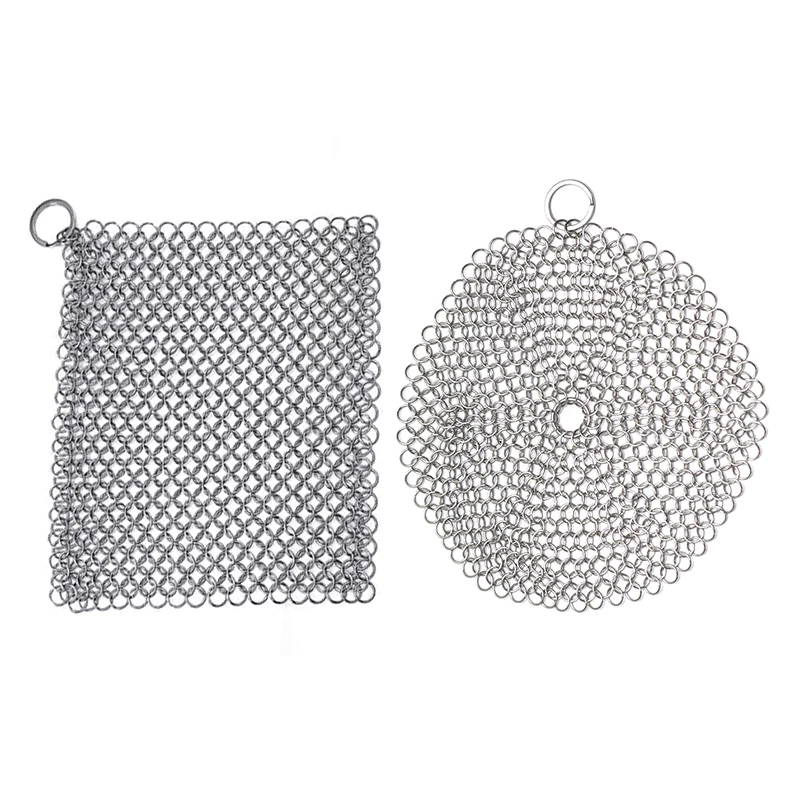 

7 inch Brush Pot Net Pan Dish Cleaning Tool Stainless Chainmail Accessories Steel Scrubber Brush Cookware Kitchen Accessories