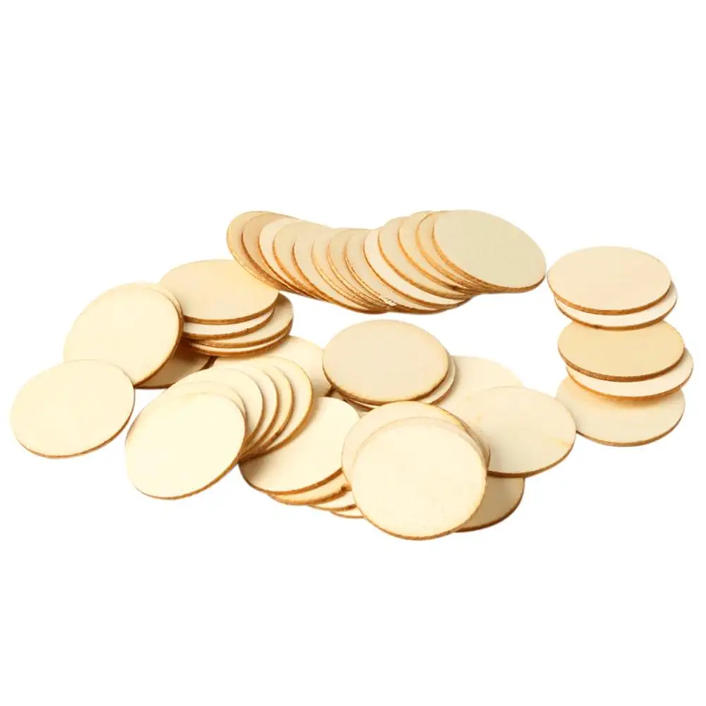 

50pcs Round Circles Wood Chips for DIY Scrapbooking Making Craft Card Decor Paint DIY Coloured Drawing Mmall Discs Crafts
