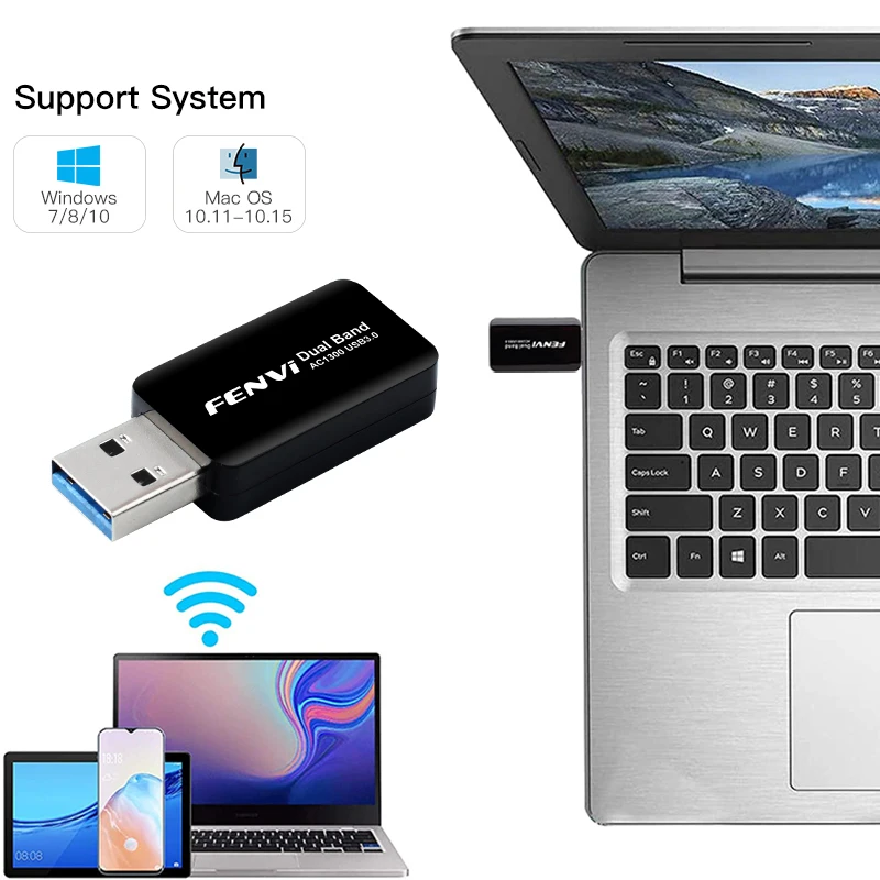 Миниатюрный USB Wi-Fi адаптер 1300 Мбит/с сетевая карта Lan для ПК Wifi ключ