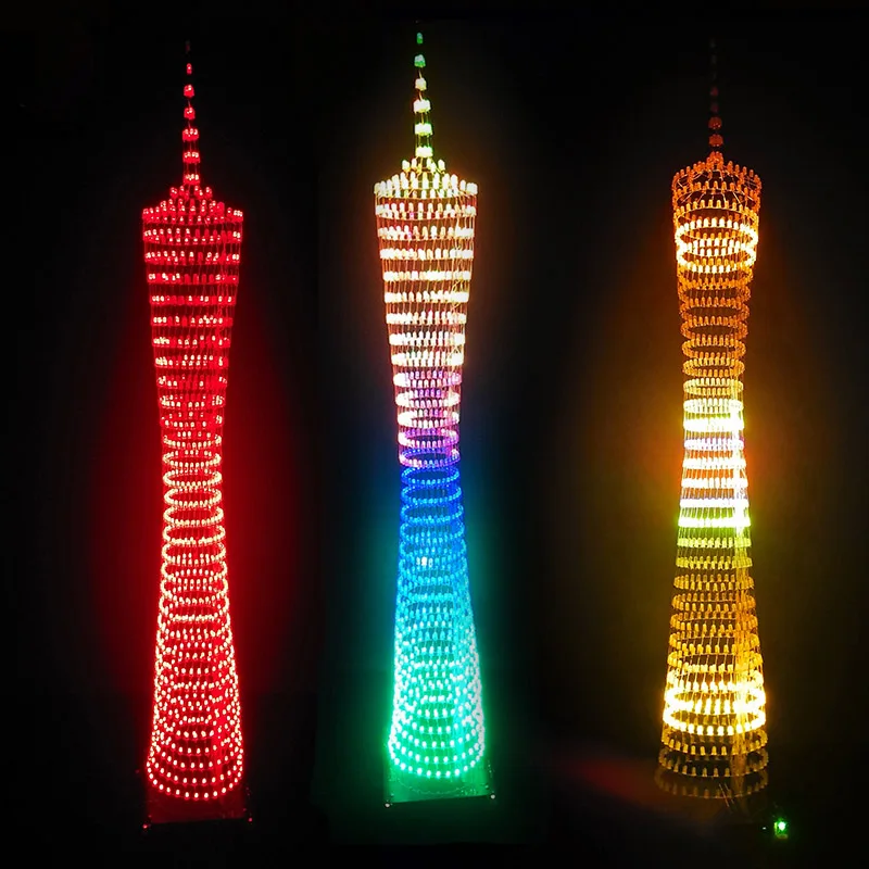 Kopen Kleurrijke Canton Tower Elektronische Diy Kit 32 Lagen * 32 Kolommen Led Licht Kubus Bluetooth-Compatibel Muziek Ppectrum Spelers