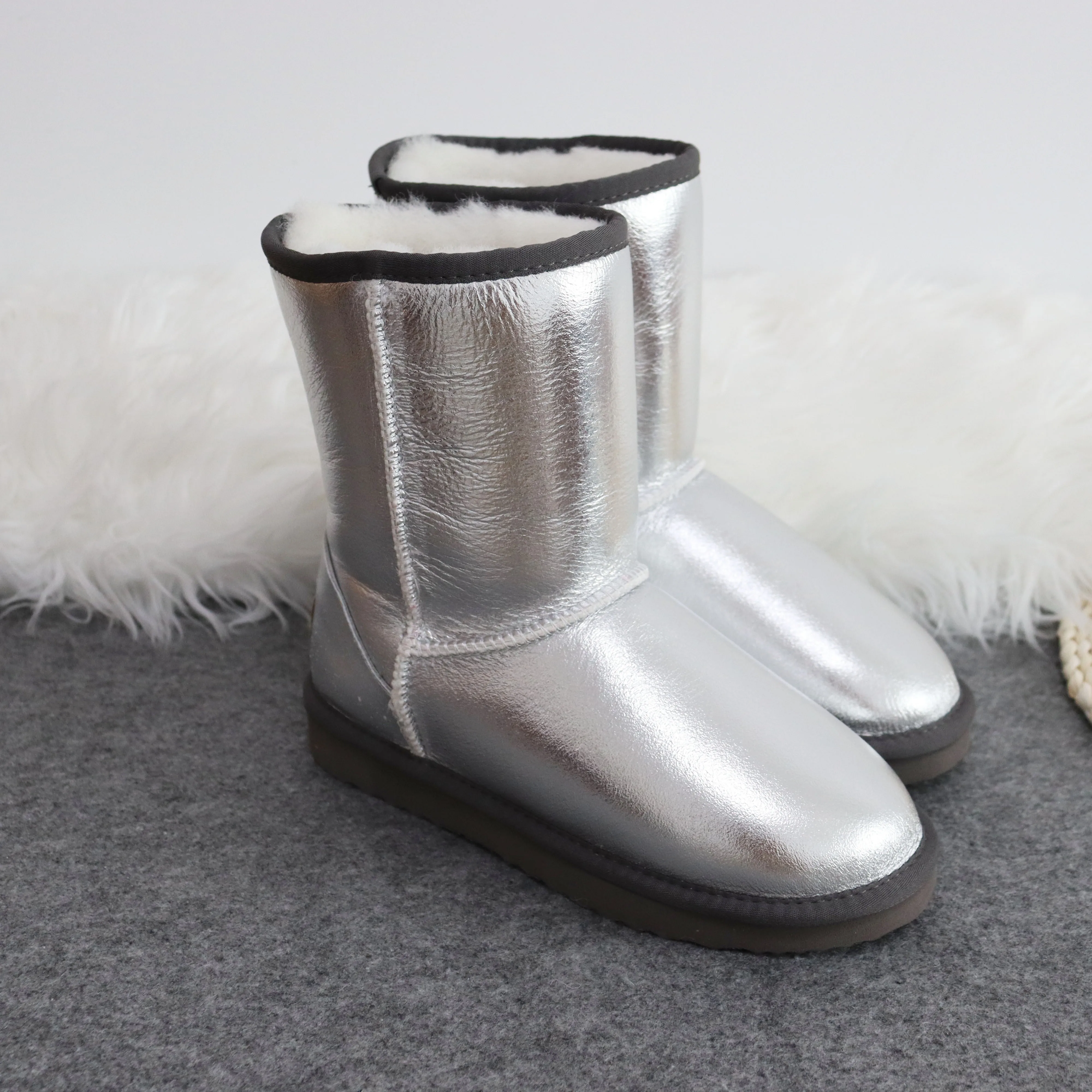 Водонепроницаемые зимние сапоги женская обувь из натуральной овечьей шкуры