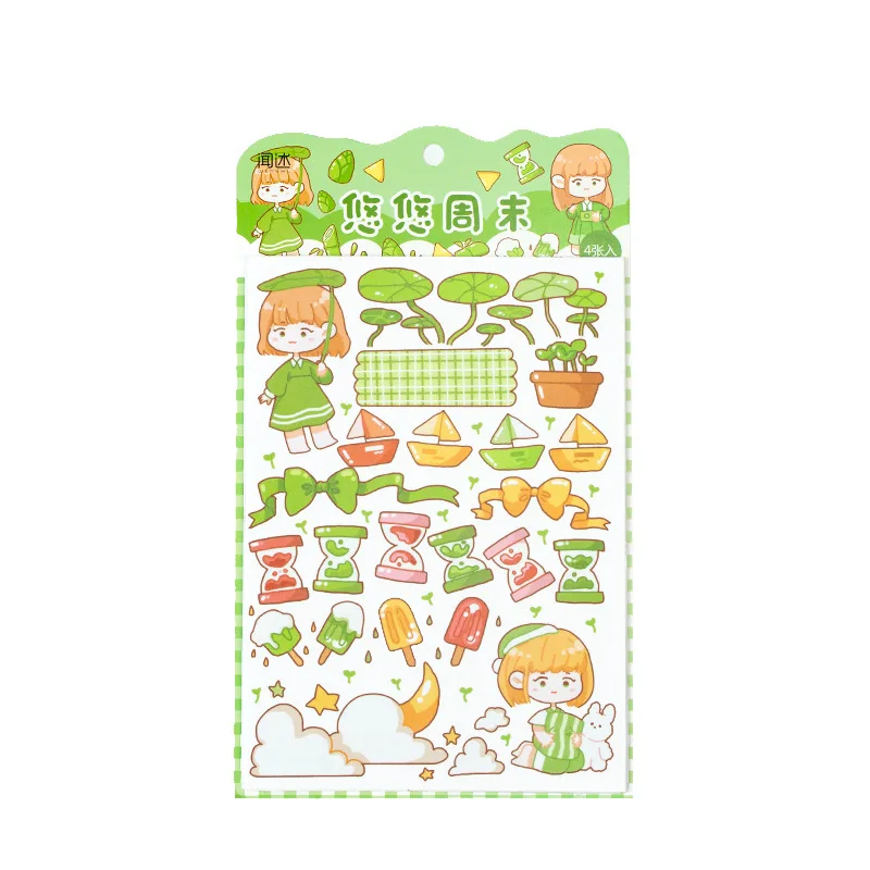 

Mohamm 4Pcs Meng Meng Diary Series Stickers Decoration Scrapbooking Paper Creative Stationary School Supplies