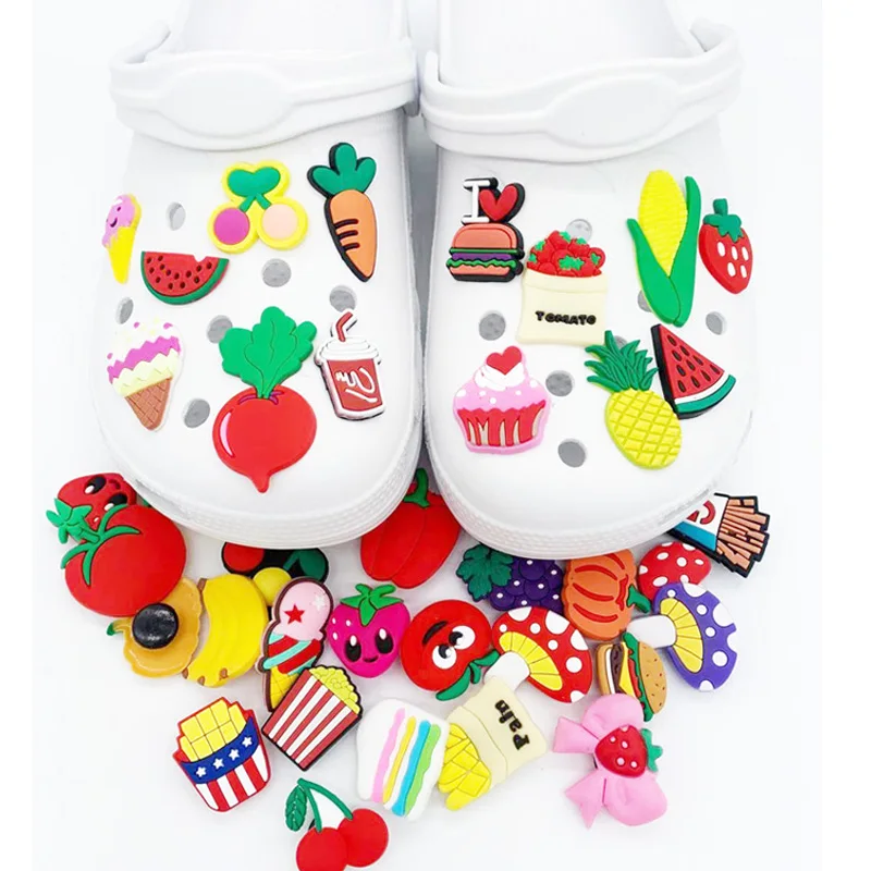 1PCS Hot Selling Cartoon Fruit Series Silicone Shoes Charms For Kids Gifts Croc JIBZ Watermelon Accessories Banana Slipper Decor